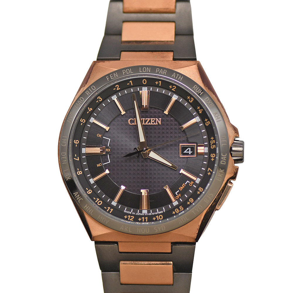 [クーポン値引×ポイントUP] CITIZEN シチズン ATTESA アテッサ アクトライン 世界数量限定1700本 CB0215-77E エコ・ドライブ電波時計ダイレクトフライト チタン製 【中古】