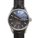 【クーポンで値引!ポイント3倍!】 タグホイヤー TAG HEUER カレラ キャリバー5 デイデイト WAR201A.FC6266 自動巻 黒文字盤 メンズ 革ベルト交換&研磨仕上げ済み 【中古】