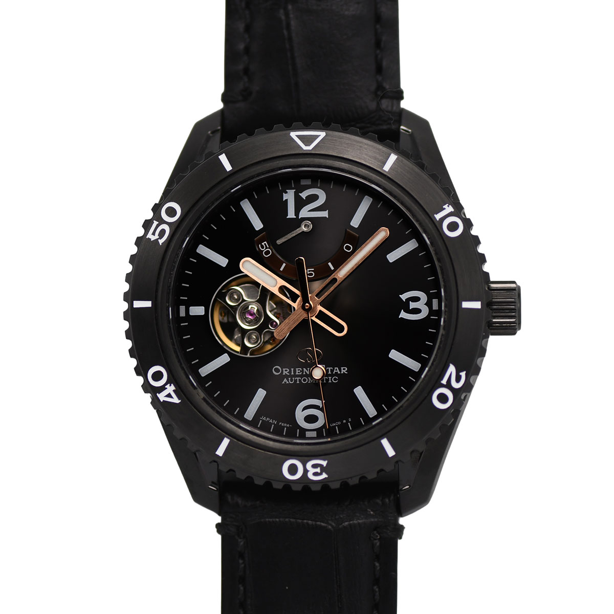 【クーポンで5％OFF！さらにポイントUP！】 オリエントスター ORIENT STAR セミスケルトン メンズ 自動巻き 限定700本 ステンレス レザー 20気圧防水 ブラック RK-AT0105B 【中古】