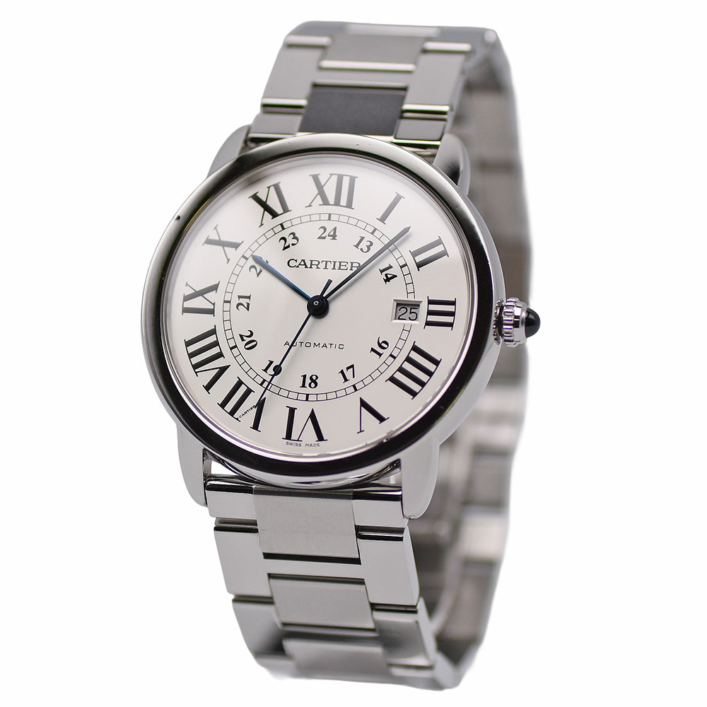 カルティエ Cartier ロンドソロ XL オートマティック メンズ 自動巻 デイト シルバ...