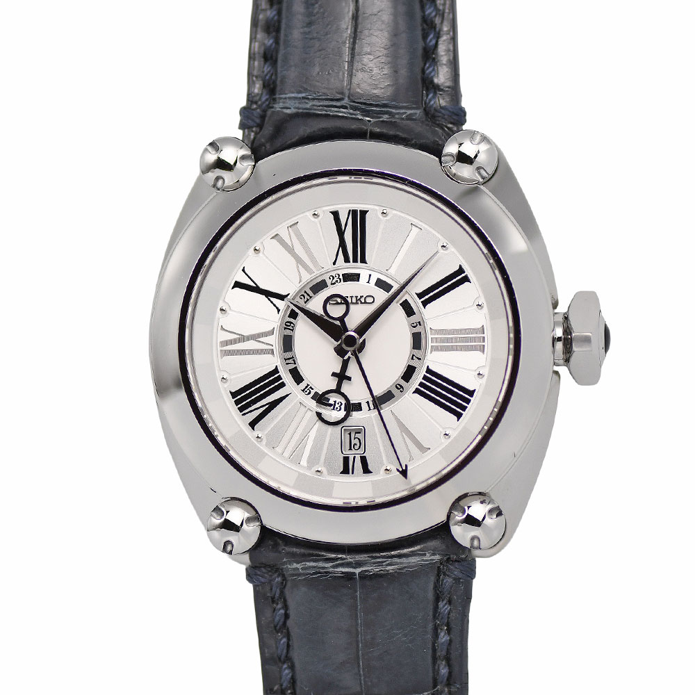 【クーポンで5％OFF！さらにポイントUP！】 セイコー SEIKO ガランテ GMT オートマティック メンズ 自動巻 8L36-00C0 シルバー文字盤 SBLM001 研磨仕上げ済み 【中古】