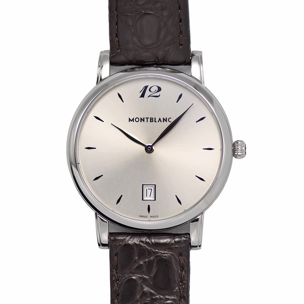 【クーポンで5％OFF！さらにポイントUP！】 新入荷 モンブラン MONTBLANC スター クラシック デイト メンズ クォーツ 2針 SS/レザー シルバー文字盤 MB108770 研磨仕上げ済み 【中古】