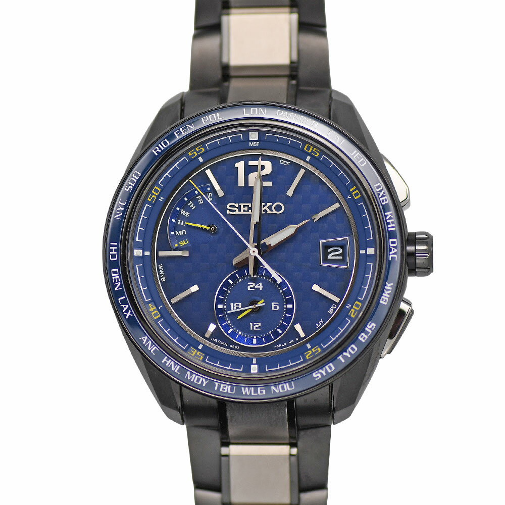 【クーポンで5％OFF！さらにポイントUP！】 新入荷 SEIKO セイコー BRIGHTZ ブライツ フライトエキスパート デュアルタイム メンズ ソーラー電波修正 チタン製 ブルー文字盤 SAGA265 【中古】