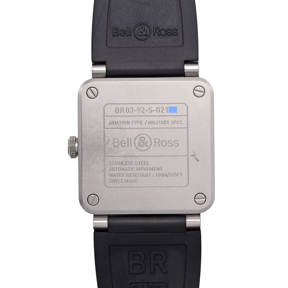 【クーポンでお得×さらにポイント5倍】 BELL＆ROSS ベル＆ロス BR03-92 ホログラフ オートマティック メンズ 自動巻 SS/ラバー 100m防水 ブラック文字盤 BR0392-HOR-BLC/SRB 中古