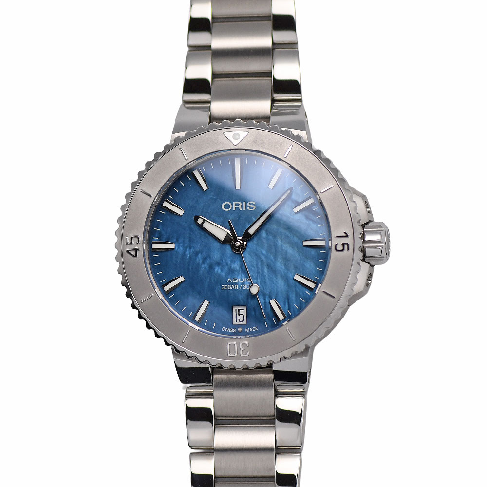 【セール｜6/10まで今期最安値｜終了後値上げ！】 オリス ORIS アクイス デイト MOP メンズ レディース ユニセックス マザーオブパール文字盤 01 733 7770 4155-07 8 18 05P 未使用 【中古】