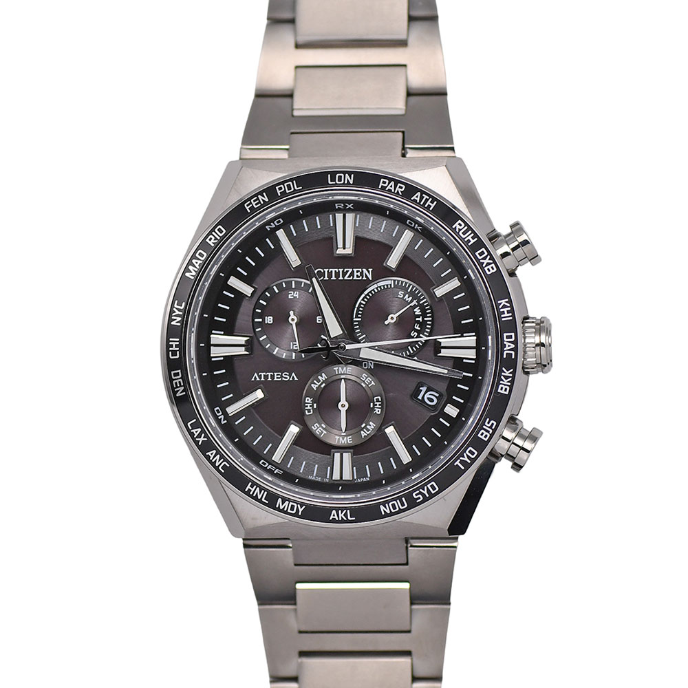 乐天商城 - 【クーポンでお得×さらにポイントUP】 新入荷 CITIZEN シチズン ATTESA アテッサ アクトライン メンズ エコドライブ ソーラー電波 クロノグラフ チタン製 CB5966-69E 新品同様 【中古】