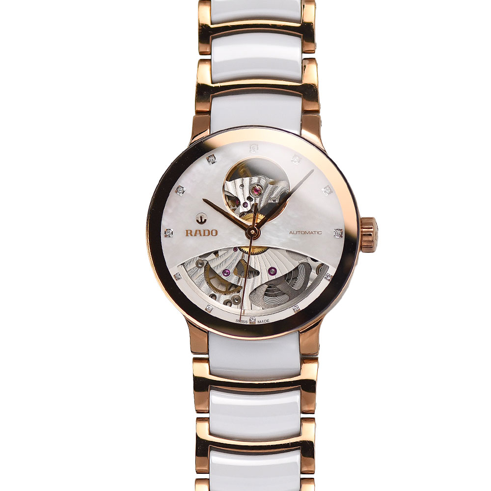 【クーポンでお得×さらにポイントUP】 新入荷 ラドー RADO セントリックス オープンハート 32MM オートマティック レディース 自動巻 GP/CE シェル文字盤 734.0248.3 【中古】