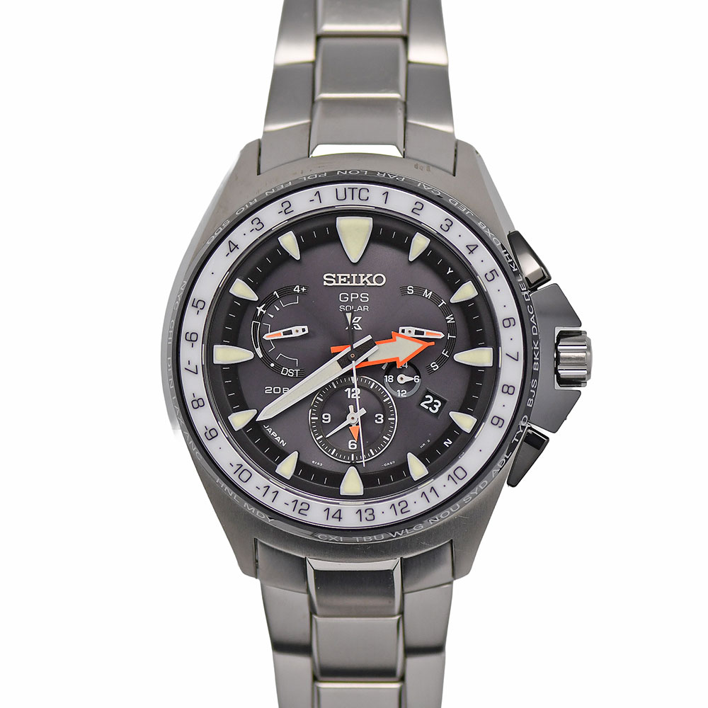 【クーポンでお得×さらにポイントUP】 セイコー SEIKO プロスペックス マリーンマスター オーシャンクルーザー GPSソーラー メンズ チタン製 ブラック 黒文字盤 SBED003 【中古】