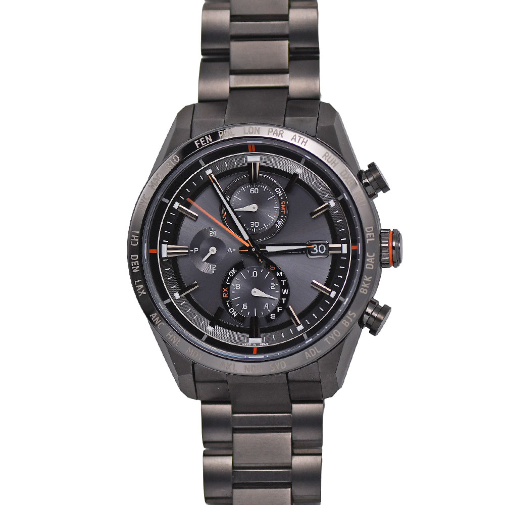 【クーポンでお得×さらにポイントUP】 新入荷 CITIZEN シチズン ATTESA アテッサ アクトライン ブラックチタンシリーズ メンズ 光発電エコ・ドライブ電波時計 AT8185-62E 新品同様 【中古】