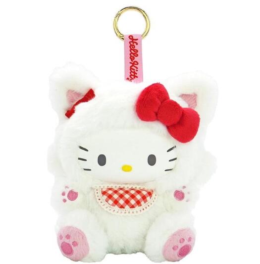 Rakuten - サンリオキャラクターズ ハローキティ ファインフェイスキャット ホワイト ぬいぐるみ 高さ約16cm　送料無料　白　スクバ　通学　バッグ　リュック　サンリオ　SANRIO