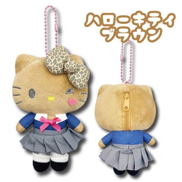 Rakuten - サンリオ キャラクターズ マスコットポーチ　ヒョウ柄　ギャルハローキティ　チェーン付き　制服キティ　キティちゃん　ネコポス発送　令和ギャル　スクバ　通学　バッグ　リュック　平成ギャル