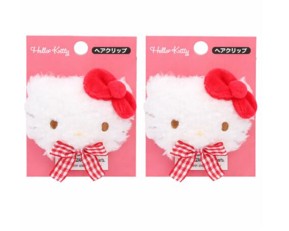乐天商城 - 【2個セット】ネコポス発送sanrioハローキティ フェイス形ヘアクリップ キャラクター　キティ