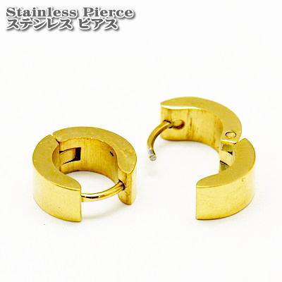 ステンレスジュエリー ラインストーン バギーフープピアス ペア(2個セット) 10mmx4mm ゴールド ピアス フープピアス ピアス