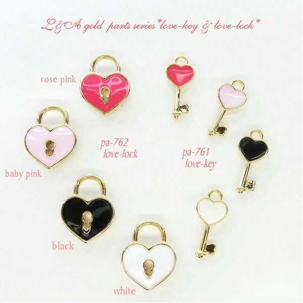 K16GP Gold キー(カギ) ハート lovekey & lovelock 鍵 アクセサリー作製 チャーム ...