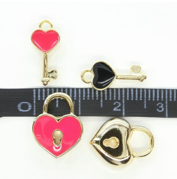 K16GP Gold キー(カギ) ハート lovekey & lovelock 鍵 アクセサリー作製 チャーム ...