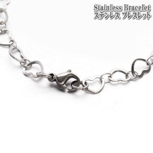 ステンレスブレスレット ハートリンクチェーン 20cm Silver Stainless ハートリン...