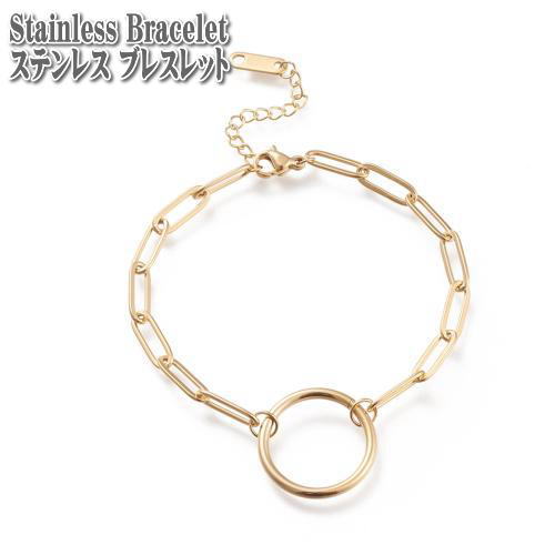 Jade - ステンレス ブレスレット 18+4cm クリップチェーン ゴールド ブレスレット ステンレス チェーン マンテル