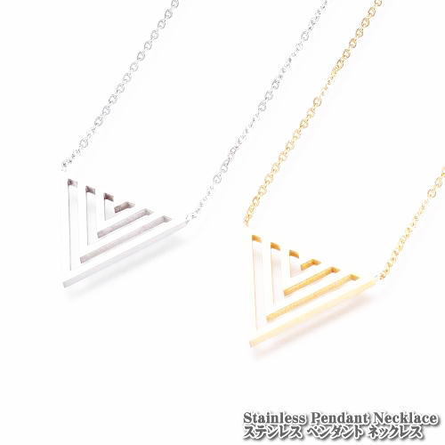 Blue - ステンレスジュエリー トライアングル ペンダント ネックレス 三角形 ステンレス シルバー ゴールド
