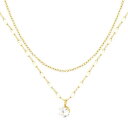 ステンレス 一粒 ラウンドCZペンダント2連ネックレス ゴールド キュービックジルコニア ネックレス ペンダント ジルコニア CZ(4)