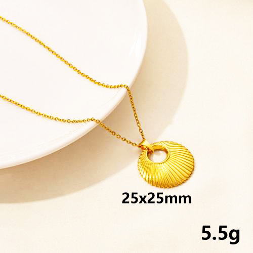 Rakuten - ステンレスジュエリー 貝殻デザインペンダント ネックレス ゴールド ックレス 貝 貝殻 シェル