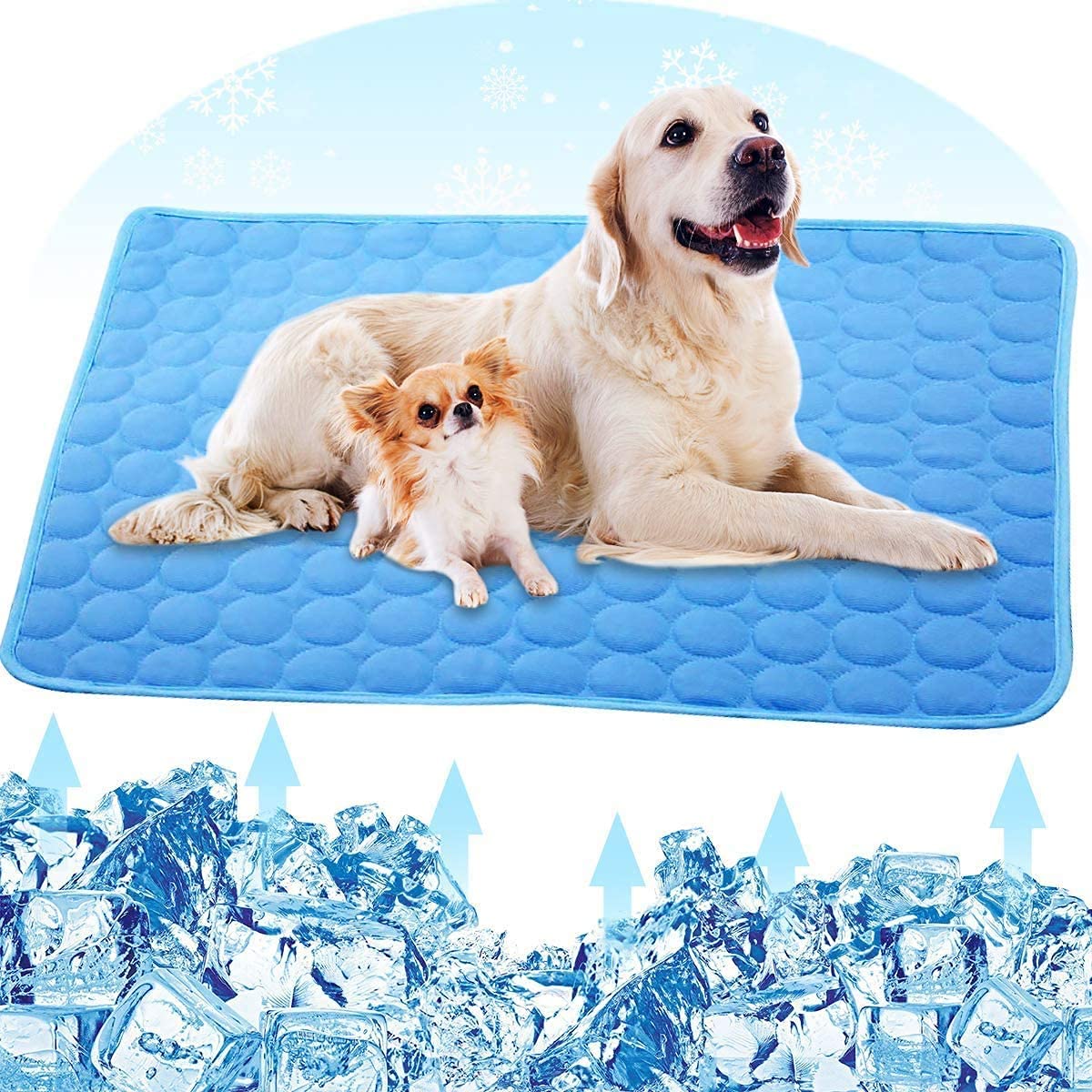 ペット ひんやりシート クール ペット用シーツ 夏用 接触冷感シーツ 冷え冷え爽快 おしっこマット 犬 猫 クールマット 寝具 冷感敷きパッド 速乾 消臭 滑り止め 介護 丸ごと洗える 繰り返し利用可能 中型 大型 犬?猫用 (70cm*55cm*1枚, ブルー)のサムネイル