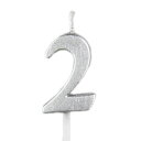 クラシックナンバーキャンドル「2」(シルバー) / 1本【 富澤商店 公式 】