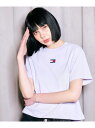 【SALE／9%OFF】TOMMY JEANS/TOMMY HILFIGER(トミーヒルフィガー) ボクシーロゴTシャツ TOMMY JEANS トミーヒルフィガー トップス カットソー・Tシャツ パープル ホワイト【RBA_E】【送料無料】[Rakuten Fashion]