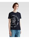 【SALE／30 OFF】(W)TOMMY HILFIGER(トミーヒルフィガー) レギュラーエクスプロウドモノグラムTシャツ TOMMY HILFIGER トミーヒルフィガー トップス カットソー Tシャツ ネイビー ホワイト【RBA_E】【送料無料】 Rakuten Fashion