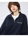 【SALE／40%OFF】(M)TOMMY HILFIGER(トミーヒルフィガー) ハーフジップスウェット TOMMY HILFIGER トミーヒルフィガー トップス スウェット・トレーナー ネイビー ホワイト【RBA_E】【送料無料】[Rakuten Fashion]