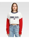 【SALE／50%OFF】(W)TOMMY HILFIGER(トミーヒルフィガー) クロップドアーカイブセーター TOMMY JEANS トミーヒルフィガー トップス ニット ホワイト【RBA_E】【送料無料】[Rakuten Fashion]