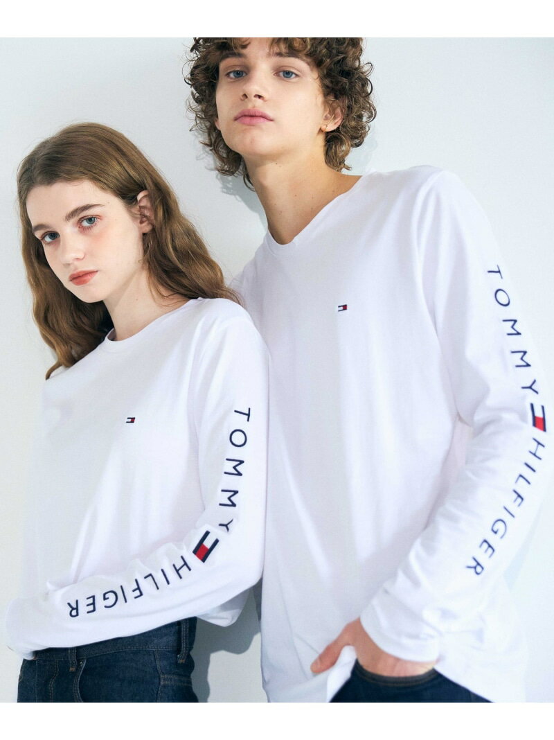 【SALE／10%OFF】(U)TOMMY HILFIGER(トミーヒルフィガー) ショルダーロゴロングスリーブTシャツ TOMMY HILFIGER トミーヒルフィガー トップス カットソー・Tシャツ ホワイト ブラック ネイビー ブルー【RBA_E】【送料無料】[Rakuten Fashion]