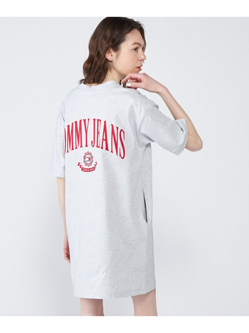 【SALE／40%OFF】(W)TOMMY HILFIGER(トミーヒルフィガー) オーバーサイズバーシティTシャツワンピース TOMMY JEANS トミーヒルフィガー ワンピース・ドレス ワンピース グレー ブラック【RBA_E】【送料無料】[Rakuten Fashion]