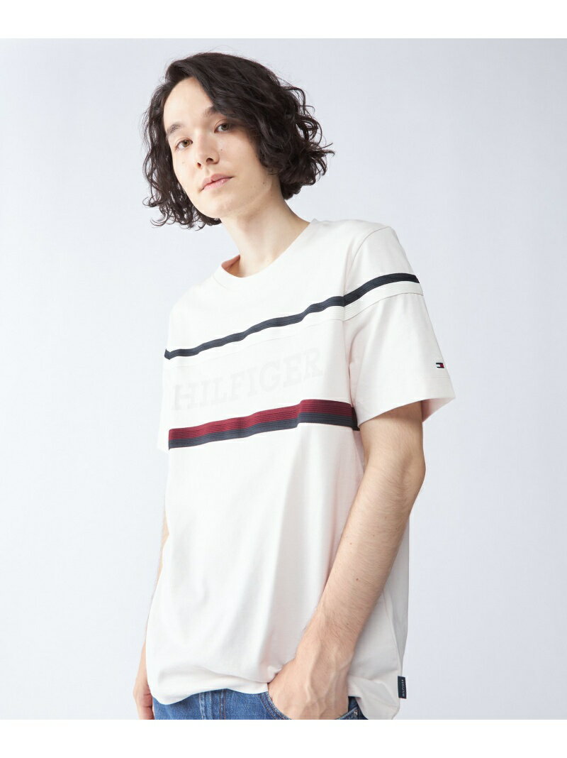 【SALE／40%OFF】(M)TOMMY HILFIGER(トミーヒルフィガー)グローバルストライプモノタイプTシャツ TOMMY HILFIGER トミーヒルフィガー トップス カットソー・Tシャツ ホワイト グレー【RBA_E】【送料無料】[Rakuten Fashion]