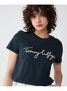(W)TOMMY HILFIGER(トミーヒルフィガー) ロゴクルーネックTシャツ TOMMY HILFIGER トミーヒルフィガー トップス カットソー・Tシャツ ネイビー ブラック ホワイト