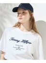 (M)TOMMY HILFIGER(トミーヒルフィガー) スクリプトロゴT TOMMY HILFIGER トミーヒルフィガー トップス カットソー・Tシャツ ホワイト ネイビー【送料無料】[Rakuten Fashion]