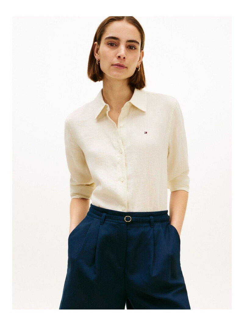 樂天商城 - リネンリラックスシャツ26SS TOMMY HILFIGER トミーヒルフィガー トップス シャツ・ブラウス ブルー ベージュ ホワイト ピンク グリーン【送料無料】[Rakuten Fashion]