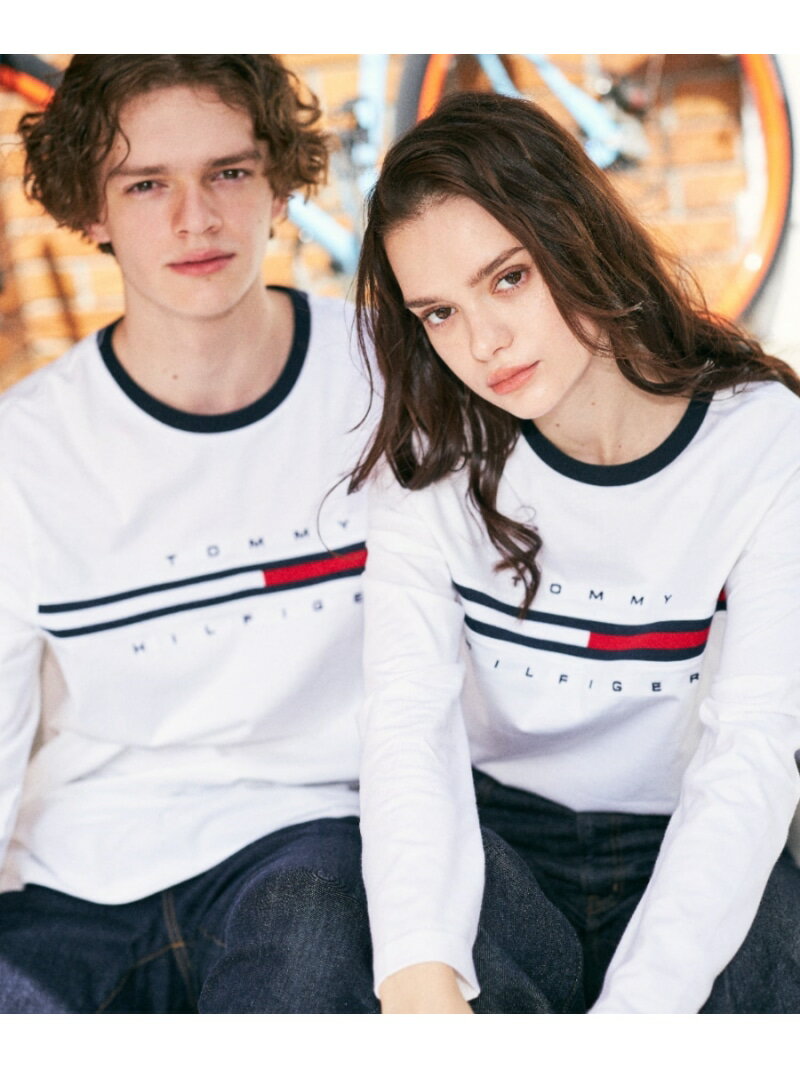 (U)TOMMY HILFIGER(トミーヒルフィガー) トミーヒルフィガーロゴロングスリーブTシャツ / TINO TEE TOMMY HILFIGER トミーヒルフィガー トップス カットソー・Tシャツ ホワイト ブラック ネイビー 