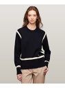 (W)TOMMY HILFIGER(トミーヒルフィガー) コントラストストライプクルーネックセーター TOMMY HILFIGER トミーヒルフィガー トップス ニット ネイビー【送料無料】[Rakuten Fashion]