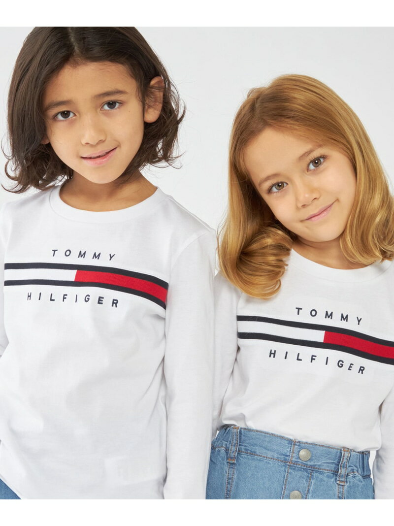 【90~165cm展開】ロゴロングスリーブTシャツ TOMMY HILFIGER トミーヒルフィガー トップス カットソー・Tシャツ ホワイト ネイビー ブルー【送料無料】[Rakuten Fashion]