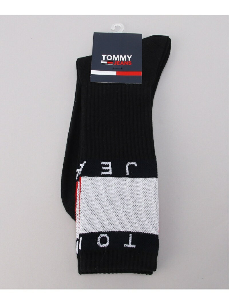 (M)TOMMY HILFIGER(トミーヒルフィガー) TJ BIG FLAG SOCKS TOMMY JEANS トミーヒルフィガー 靴下・レッグウェア 靴下 ブラック ホワイト[Rakuten Fashion]