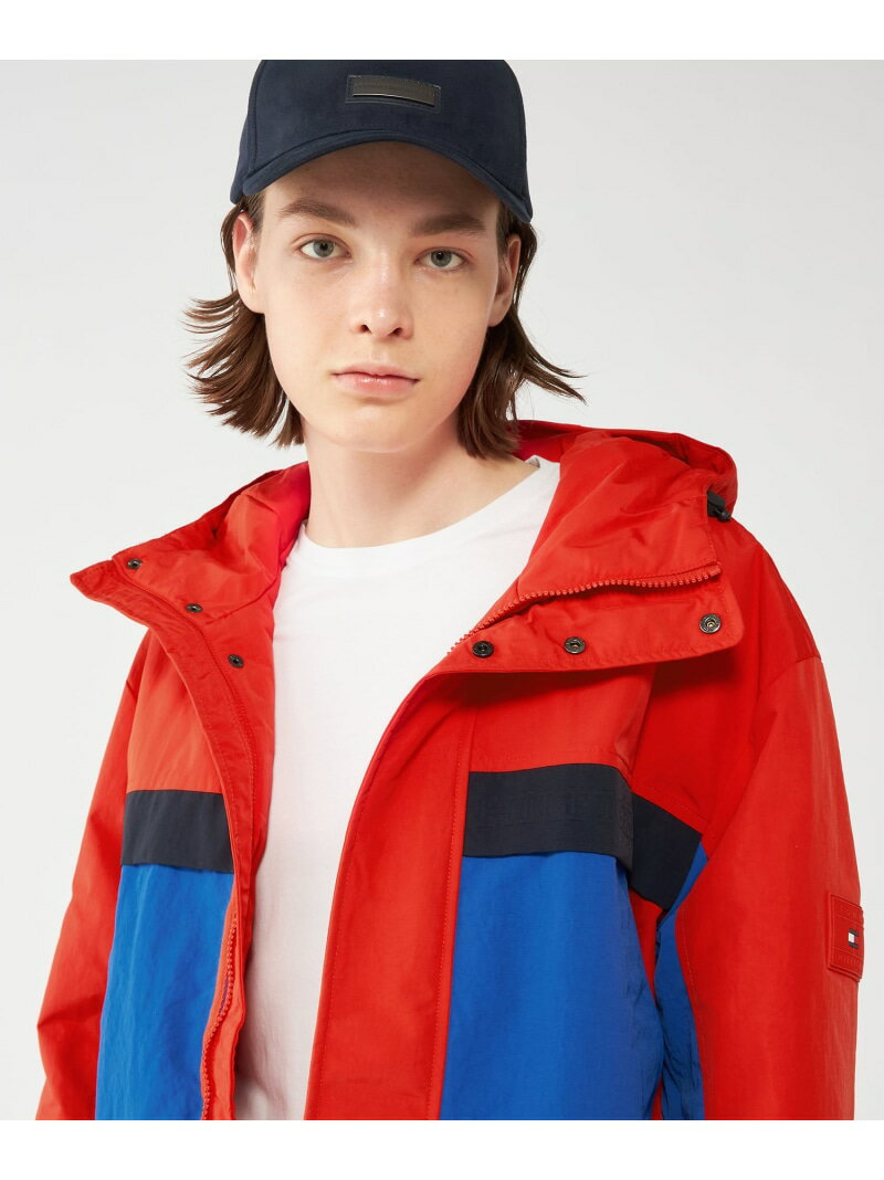 【SALE／20%OFF】(M)TOMMY HILFIGER(トミーヒルフィガー)ポーランドテクスチャーカラーブロックジャケット TOMMY HILFIGER トミーヒルフィガー ジャケット・アウター ナイロンジャケット レッド【RBA_E】【送料無料】[Rakuten Fashion]