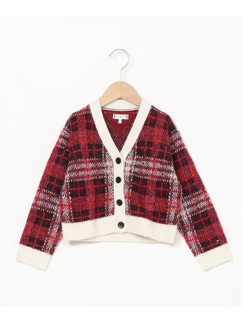 (K)TOMMY HILFIGER(トミーヒルフィガー) GIRLS トミータータンカーディガン TOMMY HILFIGER トミーヒルフィガー トップス カーディガン レッド