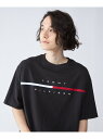 (U)TOMMY HILFIGER(トミーヒルフィガー) トミーヒルフィガー オーバーサイズ半袖Tシャツ TOMMY HILFIGER トミーヒルフィガー トップス カットソー・Tシャツ ブラック ホワイト【送料無料】[Rakuten Fashion]