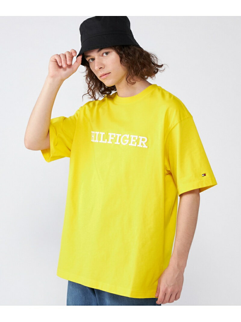 【SALE／40%OFF】 M TOMMY HILFIGER トミーヒルフィガー モノテープエンブロイドグラフィックTシャツ TOMMY HILFIGER トミーヒルフィガー トップス カットソー・Tシャツ イエロー ホワイト【RB…