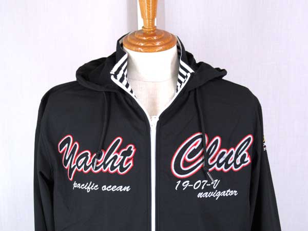 秋冬 HIFUMI ヒフミ ブルゾン(ウインドブレーカー)パーカー ポリエステル アップリケ刺繍 黒【L】【LL】