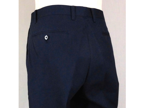 春 スリーマックス 綿(コットン)パンツ ノータック ポリエステル混 紺【82cm】