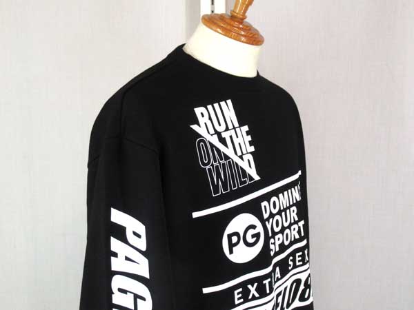 秋冬 パジェロ トレーナー 綿ポリエステル BIGロゴ英文字プリント柄 黒【M】【L】【LL】