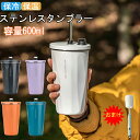 タンブラー 水筒 ストロー付き 600ml 蓋付き 大容量 おしゃれ 持ち運び 真空断熱 保温 保冷 マグボトル 水筒 直飲み 二重構造 ステンレス コーヒーカップ 車載せでき オフィス アウトドア スポーツ レジャー キャンプ プレゼント