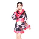 【チェリーピンク×黒/2】あす楽 チェリーピンク帯 コスプレ 着物 衣装 浴衣 仮装 コス 変装 制服 コスチューム 大人 セクシー レディース 和服 ドレス(3)