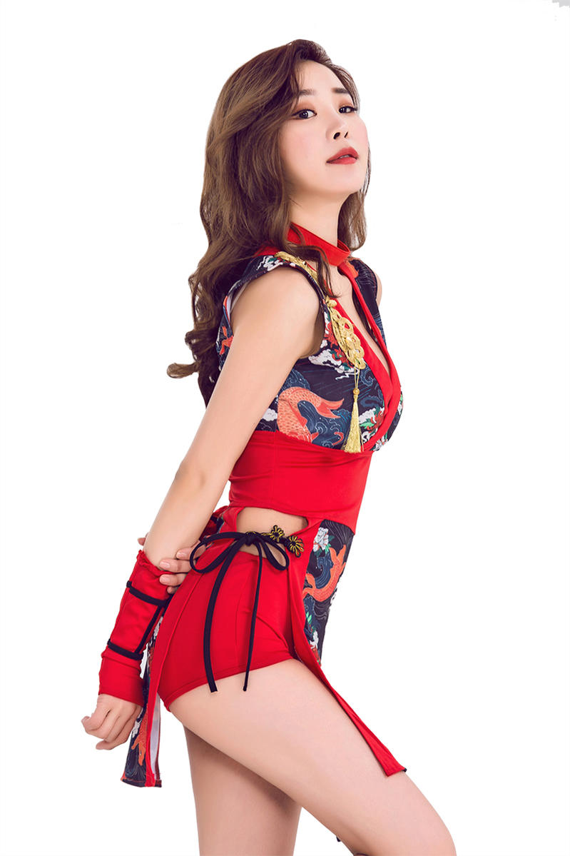 【赤×紺色/4】あす楽 金魚柄 忍者服 クノイチ ハロウィン コスプレ コスチューム ダンス コス 衣装 変装 tomo-shop-10002719 TOMOSHOP サンプル画像3